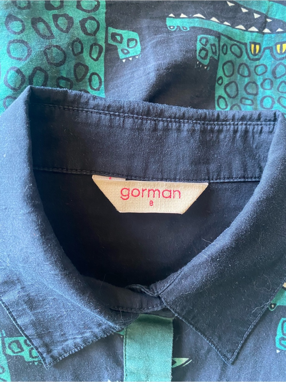 GUC GORMAN - Navy & Teal Crock Button-Up Shirt - Size 4US / 8AU - Picture 5 of 6